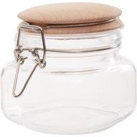 Orsina Durable Square 500ml Glass Jar With Wooden Lid, Stylish Glass Jar With Lid, Versatile Airtight Storage Jars in Clear