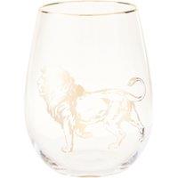 Orsina Comfortable Grip Gold Lion Curved Tumbler, Versatile Tumbler For Parties, Easy Sipping Restaurant Tumbler in Clear