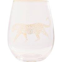 Orsina Comfortable Grip Gold Leopard Curved Tumbler, Versatile Tumbler For Parties, Easy Sipping Restaurant Tumbler in Clear