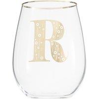 Orsina Versatile Letter R Curved Tumbler, Comfortable Grip Tumbler For Parties, Easy Sipping Restaurant Tumbler in Clear