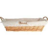 Orsina Natural Rectangular Wicker Bread Basket With Cream Inner, Stylish Serving Basket With Soft Lining For Bread