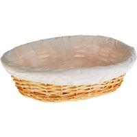 Orsina Natural Oval Willow Wicker Bread Basket With Cream Inner, Rustic Serving Basket With Soft Lining For Bread