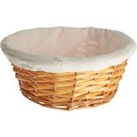 Orsina Natural Round Willow Wicker Basket With Cream Inner, Decorative Storage Basket With Soft Lining For Home