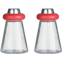 Orsina Cone Condiments Red Plastic/Glass Salt & Pepper Shakers in Clear