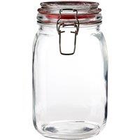 Orsina Stylish Square 1500ml Jar, Durable Glass Jar With Lid, Versatile Stainless Steel Locking Design Storage Jar in Clear