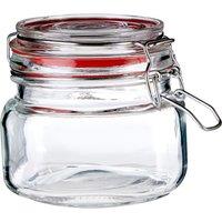 Orsina Durable Square 500ml Jar, Stylish Glass Jar With Lid, Versatile Stainless Steel Locking Design Storage Jar in Clear