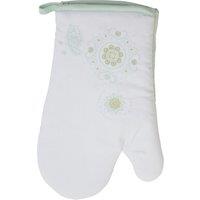 Orsina Spiral Single Oven Glove, Heat-Resistant Quilted Fabric With Elegant Paisley Pattern, Protects Hands in White