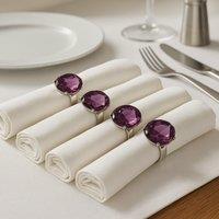 Orsina Versatile Set Of Four Sapphire Diamante Napkin Rings, Elegant Rings For Table, Durable Diamante Napkin Ring in Purple