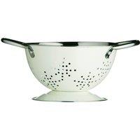 Orsina Retro Cream Enamel Mini Colander, Compact Metal Strainer With Twin Handles & Glossy Finish