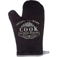 Orsina Black Single Oven Glove, Quilted Heat-Resistant Design With Retro Typography Print, Provides Safe Grip