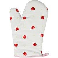 Orsina Strawberry Fields Single Oven Glove, Charming Strawberry Print With Quilted Heat Protection, Comfortable in White