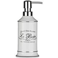 Orsina Stoneware Lotion Dispenser, Smooth Bathroom Soap Dispenser With Printed Label, Refillable Dispenser Lotion in White
