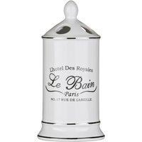 Orsina Ceramic Toothbrush Holder With French Lettering, 4 Slot Toothbrush Holder, Freestanding Holder Toothbrush Unit in White