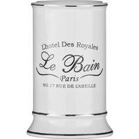 Orsina White Ceramic Bathroom Tumbler, Small Tumbler With Black Lettering, Modern Black Bathroom Tumbler For Vanity