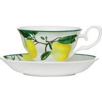 Orsina Durable Design Fruits Lemon Tree Cup & Saucer, Durable Tea Set, Bone China Small Cup & Saucer For Bedroom