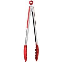 Orsina Stainless Steel Tongs With Red Silicone Tips, Heat Resistant Tongs With Grip, Kitchen Tongs With Sliding Lock