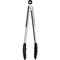 Orsina Stainless Steel Tongs With Red Silicone Tips, Heat Resistant Tongs With Grip, Kitchen Tongs With Sliding Lock in Black