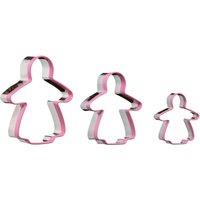 Orsina Durable Gingerbread Lady 3Pc Cutter Set, Simple To Use Biscuit Cutters, Dishwasher Safe Cookie Cutters in Pink