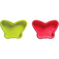 Orsina Silicone Baking Set of 2 Butterflies Cake Moulds, Flexible Non-Stick Moulds in Hot Pink & Lime Green