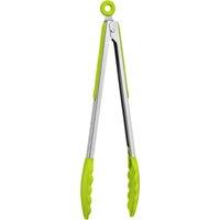 Orsina Stainless Steel Tongs With Red Silicone Tips, Heat Resistant Tongs With Grip, Kitchen Tongs With Sliding Lock in Green