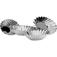 Orsina Set of 4 Silver Oval Fluted Cake Moulds, Scalloped Baking Shells, Shiny Pastry Tins, Decorative Tart Moulds