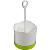 Orsina Lime Green 4 Compartment Cutlery Caddy, Modern Outdoor Cutlery Holder, Multi-Compartment Plastic Organizer