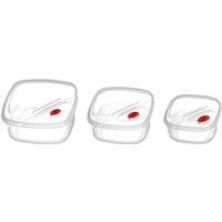 Orsina Set of 3 Clear Plastic Storage Containers, Plastic Containers with Lid Steam Vents, Insulated Containers in White