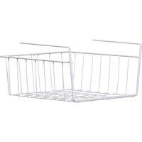 Orsina White Under Shelf Small Storage Basket, Compact Wire Organizer For Maximising Shelf Space, Durable