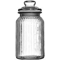 Orsina Ribbed Glass Storage Jar 1300ml, Durable Airtight Glass Canister With Rubber Seal Lid, Elegant Ribbed Design in Clear