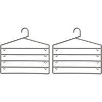 Orsina Set of 2 Grey Plastic Multi-Tier Trouser Hangers, Garment Organisers, Cloth Hanging Hanger For Wardrobe