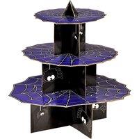 Orsina Incy Wincy 3 Tier Spider Cake Stand, Creepy Crawly Dessert Display, Cardboard Tiered Display For Halloween in Purple