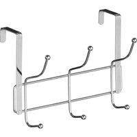 Orsina Over Door 6 Hook Hanger, Chrome Finish Rack With Multiple Hooks For Coats, Towels Or Bags in Silver
