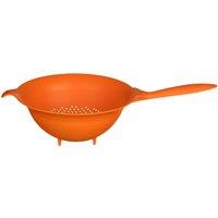 Orsina Large Orange Plastic Colander with Small Holes, Kitchen Strainer with Handle, Multipurpose Food Prep Bowl