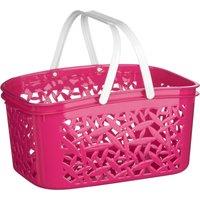 Orsina 4500ml Hot Pink Storage Basket With Crisp White Handle, Multipurpose Plastic Basket, Organizer For Toys