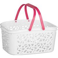 Orsina 4500ml Hot Pink Storage Basket With Crisp White Handle, Multipurpose Plastic Basket, Organizer For Toys