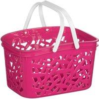 Orsina 2400ml Hot Pink Storage Basket, Plastic Bin With White Handle, Portable Plastic Basket For Home & Office