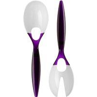 Orsina Kitchen Colour Purple & White Plastic Salad Spoon & Fork