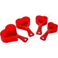 Orsina Stylish Set of Four Red Heart Measuring Cups, Durable Measuring Cup For Cooking, Functional Measuring Cup
