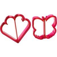 Orsina Durable Butterfly & Heart Sandwich Cutters, Simple To Use Biscuit Cutters, Dishwasher Safe Cookie Cutters in Pink