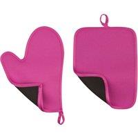 Orsina Premium Hot Pink Oven Glove & Pot Holder Set, Flexible Oven Gloves For Oven, Heat Resistant Pot Holder Set