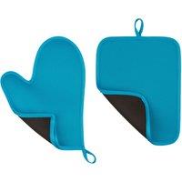 Orsina Premium Hot Pink Oven Glove & Pot Holder Set, Flexible Oven Gloves For Oven, Heat Resistant Pot Holder Set in Blue