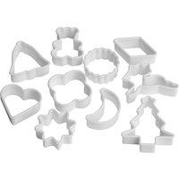 Orsina Durable Cookie Cutter 10Pc White Plastic Set, Simple To Use Biscuit Cutters, Dishwasher Safe Cookie Cutters