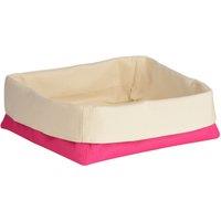 Orsina Large Bread Basket With Hot Pink & Cream Lining, Handwoven Rectangular Willow Basket For Bread, Fruit