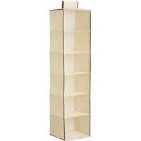 Orsina 6-Section Hanging Garment Organiser In Cream, Space-Saving Fabric Wardrobe Storage With Hook & Loop in Cream