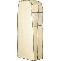 Orsina Cream Polyester Covered Hanging Wardrobe, Portable Clothes Storage With Zippered Front & Hanging Rail