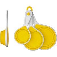 Orsina Durable Set of Four Orange Silicone Measuring Cups, Collapsible Measuring Cup, Functional Measuring Cup in Yellow