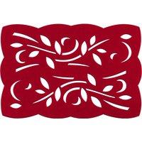 Orsina Set of Two Red Felt Leaf Design Placemats, Durable Heat-Resistant Table Mats for Dining