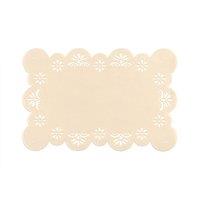 Orsina Set of Two Ivory Felt Flower Design Placemats, Durable Heat-Resistant Table Mats for Dining in White
