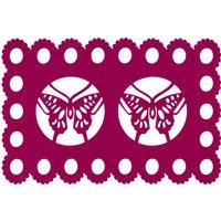Orsina Set of Two Hot Pink Felt Butterfly Design Placemats, Durable Heat-Resistant Table Mats for Dining