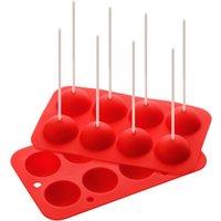 Orsina 8 Ball & 24 White Sticks Mould, Red Silicone Pop Baking Mould, Non-Stick Mold for Parties, Ball Shape Mould